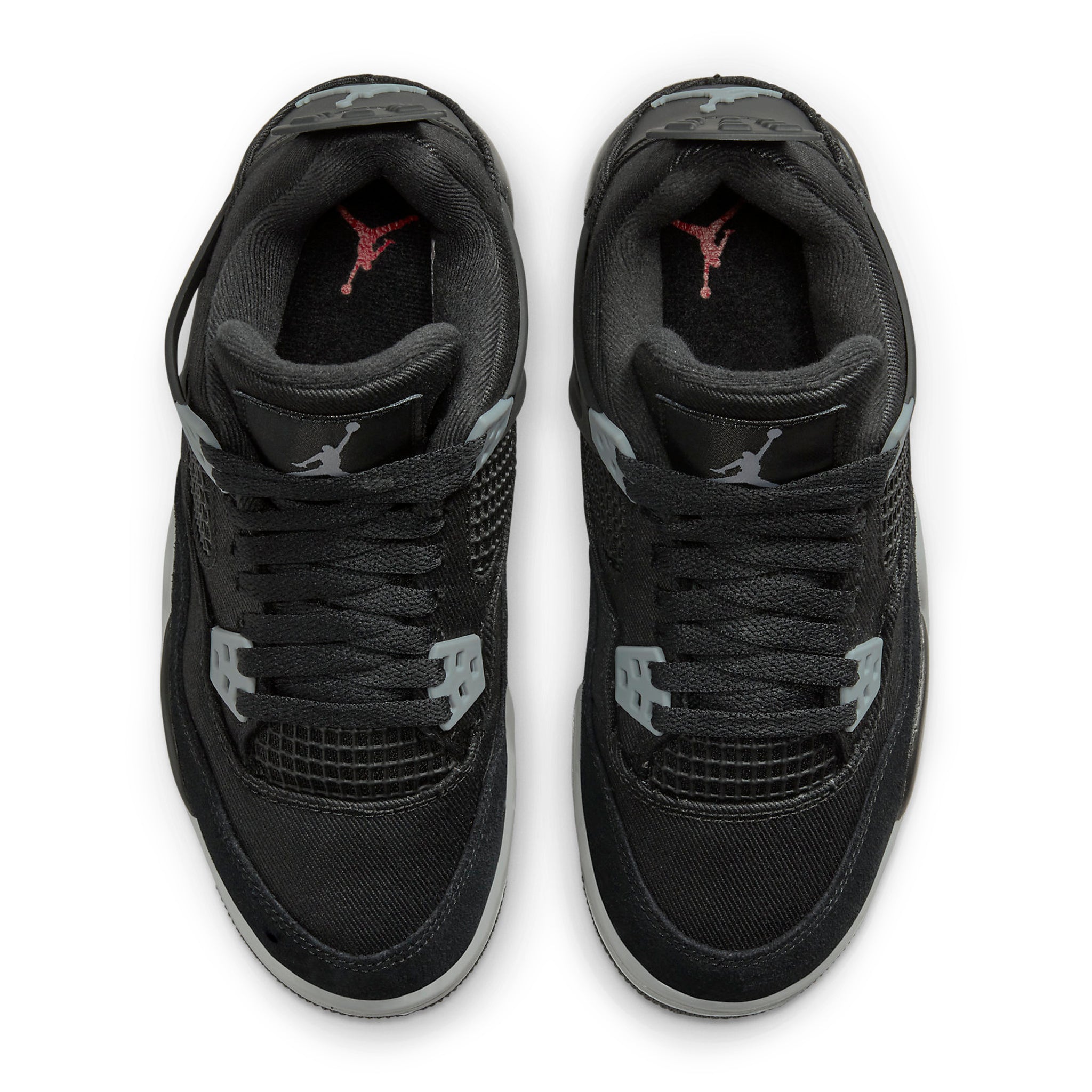 Top down view of Air Jordan 4 Retro Black Canvas (GS) DV0553-006
